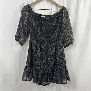 BB Dakota Burnout Velvet Off Shoulder Ruffle Mini Dress Womens Size S Western